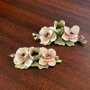 Fratelli Mollica capodimonte style porcelain floral candle holders set of 2